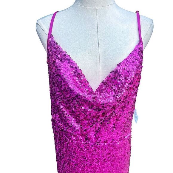 Taylor Plus Size Pink Sequin Maxi Dress Size 16 Fairycore Feminine - Picture 3 of 7